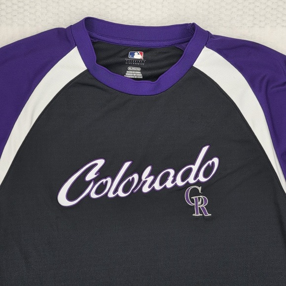 Colorado Rockies MLB Cool Base Pullover Purple Black Batting Practice Size XL - Picture 2 of 5